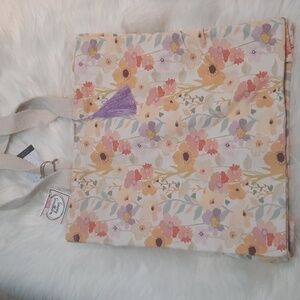 Cream and Pink Floral Tote Bag